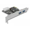 Delock PCI Express x1 -kortti 2 x USB 3.2 Gen 1 Type-A, matalaprofiili