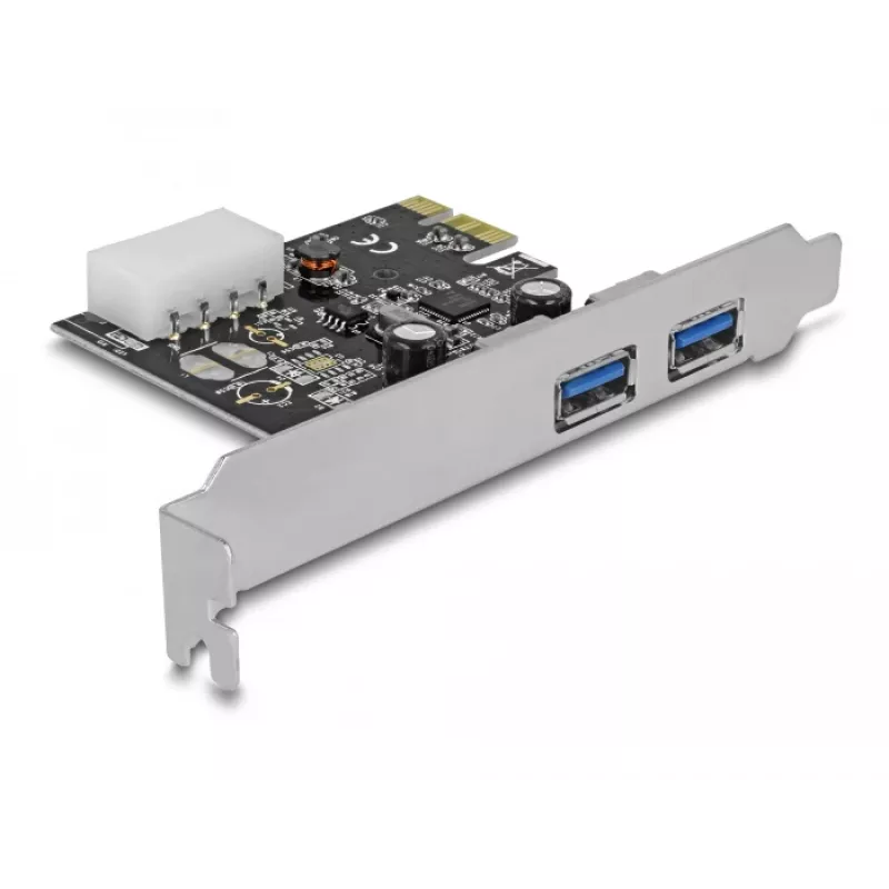 Delock PCI Express x1 -kortti 2 x USB 3.2 Gen 1 Type-A, matalaprofiili