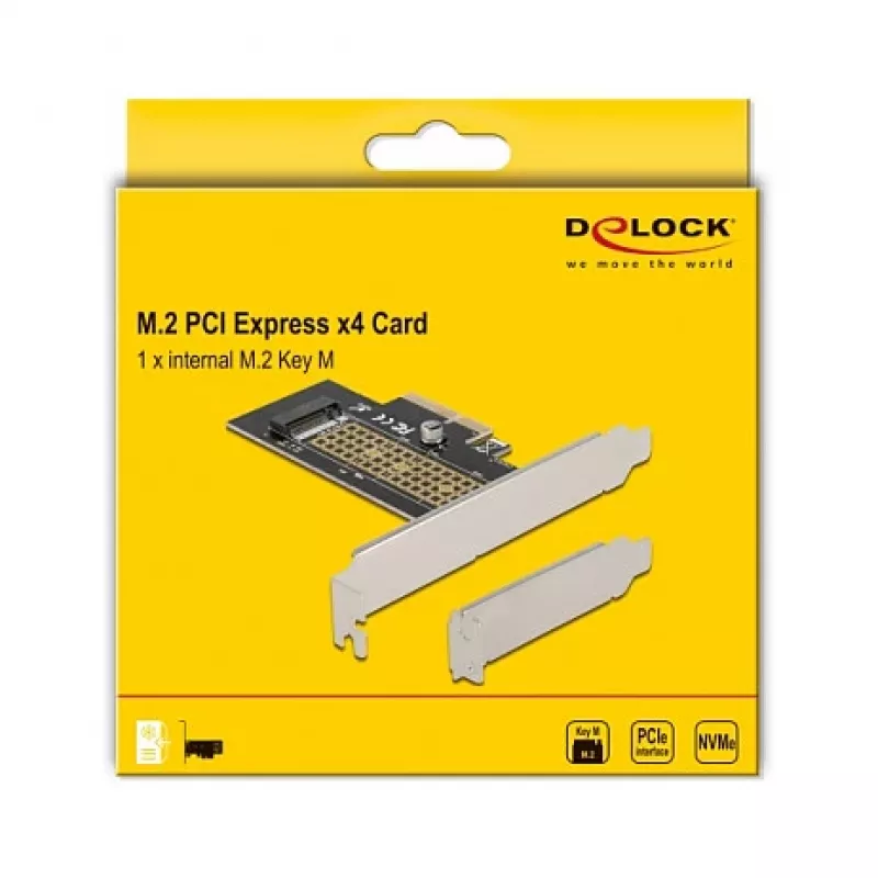 Delock PCI Express x4 -kortti 1 x sisäiseen NVMe M.2 Key M 80 mm - matalaprofiili 90047