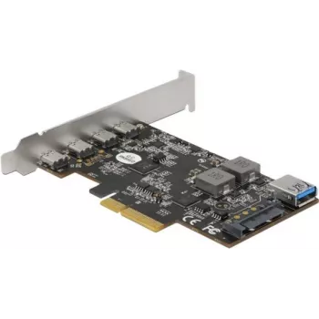 Delock PCI Express x4 -kortti 4 x USB Type-C + 1 x USB Type-A - SuperSpeed USB 10 Gbps - Low Profile -muotokerroin, USB-ohjain