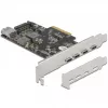 Delock PCI Express x4 -kortti 4 x USB Type-C + 1 x USB Type-A - SuperSpeed USB 10 Gbps - Low Profile -muotokerroin, USB-ohjain