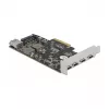 Delock PCI Express x4 -kortti 4 x USB Type-C + 1 x USB Type-A - SuperSpeed USB 10 Gbps - Low Profile -muotokerroin, USB-ohjain