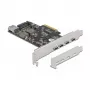 Delock PCI Express x4 -kortti 4 x USB Type-C + 1 x USB Type-A - SuperSpeed USB 10 Gbps - Low Profile -muotokerroin, USB-ohjain
