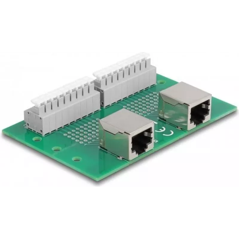 Delock RJ45 2 x naaras 2 x liitinrimaan painonapilla DIN-kiskoon (66994)