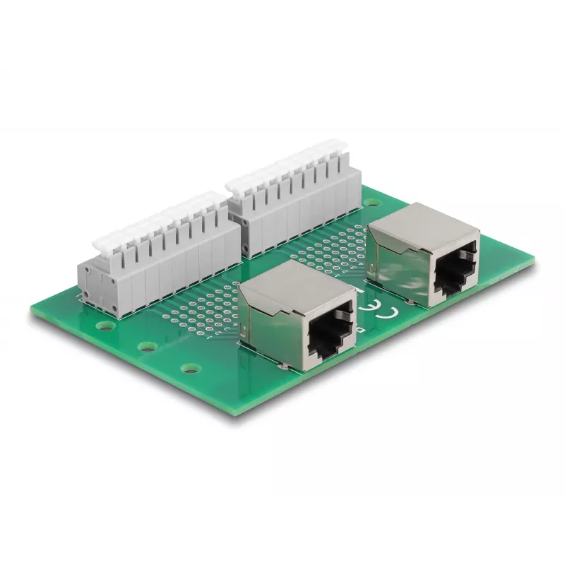 Delock RJ45 2 x naaras 2 x liitinrimaan painonapilla DIN-kiskoon (66994)