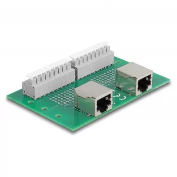 Delock RJ45 2 x naaras 2 x liitinrimaan painonapilla DIN-kiskoon (66994)
