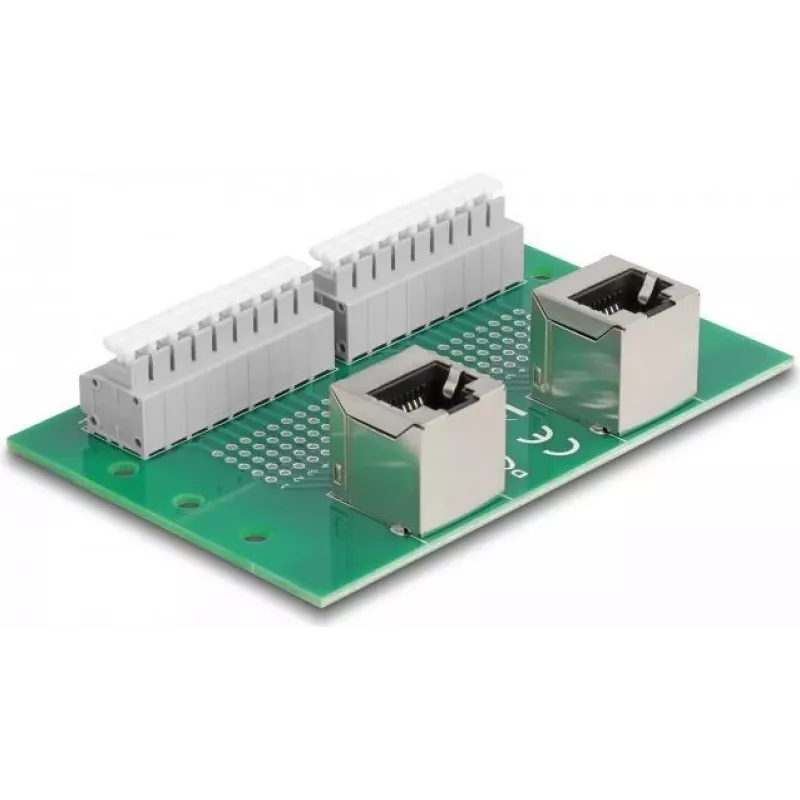 Delock RJ45 2 x naaras 2 x liitinrimaan painonapilla DIN-kiskoon kulma (66995)