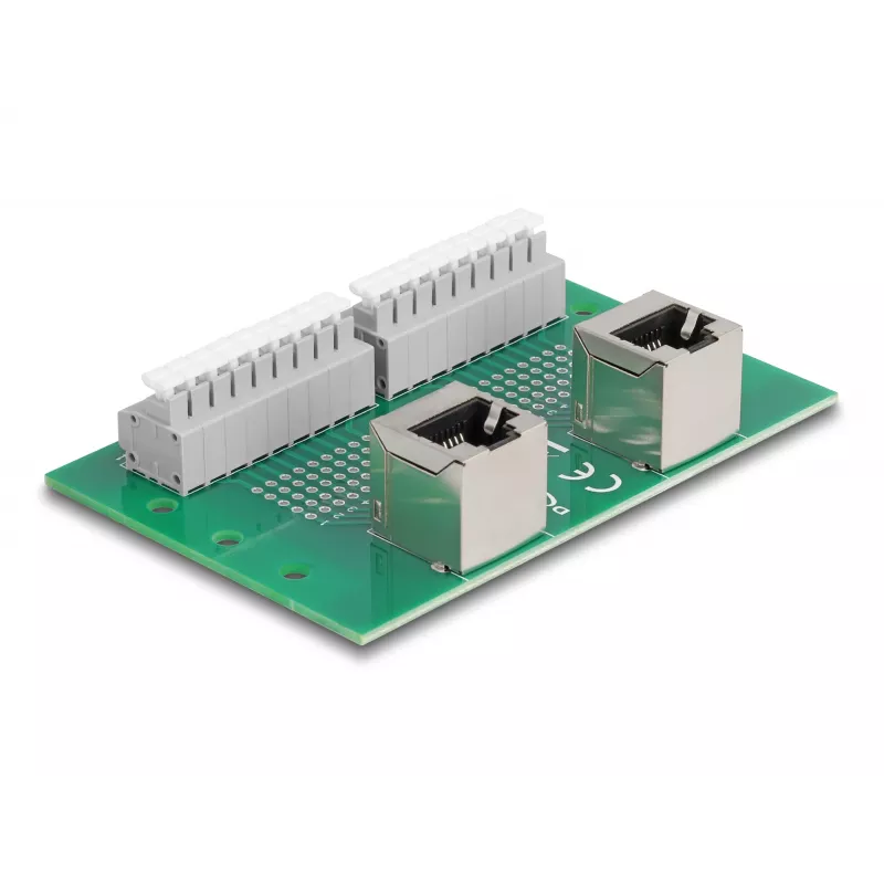 Delock RJ45 2 x naaras 2 x liitinrimaan painonapilla DIN-kiskoon kulma (66995)