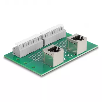 Delock RJ45 2 x naaras 2 x liitinrimaan painonapilla DIN-kiskoon kulma (66995)