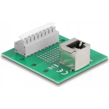 Delock RJ45-liitäntä riviliittimeen painonapilla DIN-kiskoon kulma (66993)
