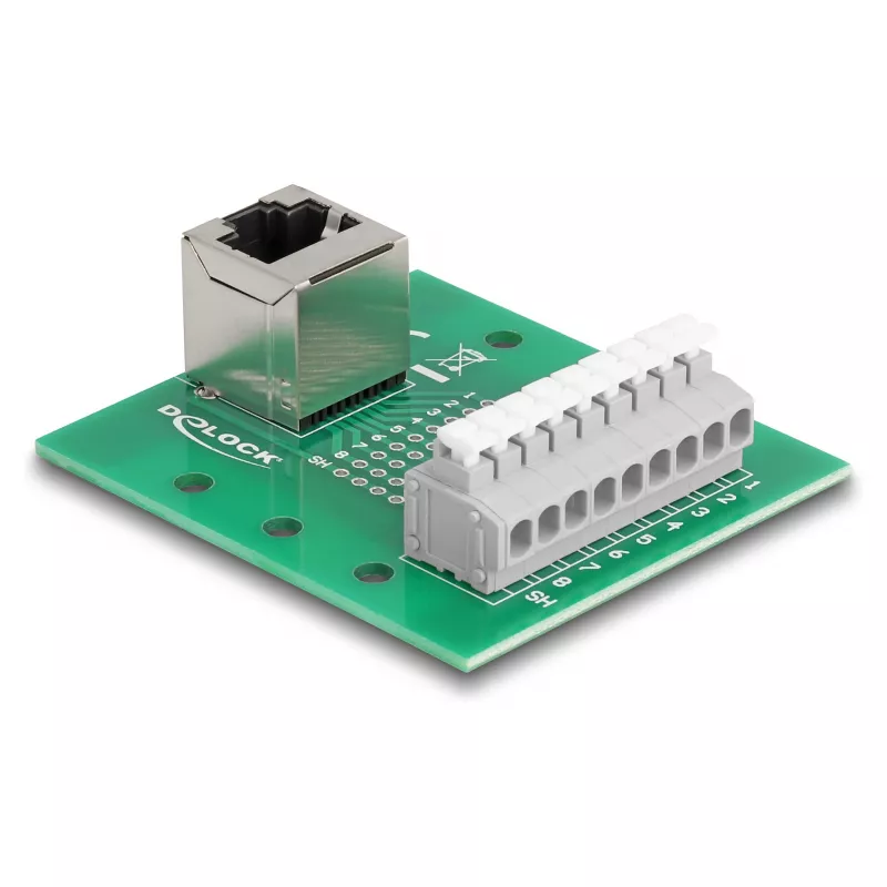 Delock RJ45-liitäntä riviliittimeen painonapilla DIN-kiskoon kulma (66993)