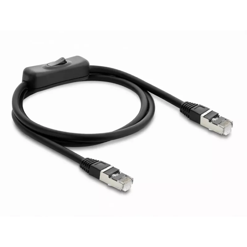 Delock RJ45 -verkkokaapeli Cat.6 F/UTP 1 m musta kytkimellä