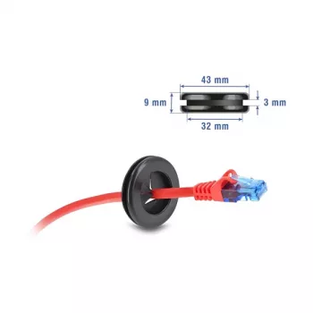 Delock pyöreä kumiläpivienti Ø 38 mm musta, 10 kpl:n pakkaus