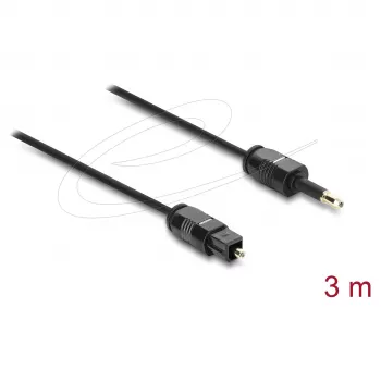 Delock TOSLINK-kaapeli Mini TOSLINK 3,5 mm -pistoke TOSLINK-pistokkeeseen, Ø 2,2 mm, 3 m, musta