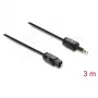 Delock TOSLINK-kaapeli Mini TOSLINK 3,5 mm -pistoke TOSLINK-pistokkeeseen, Ø 2,2 mm, 3 m, musta