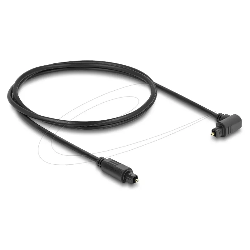 Delock TOSLINK optinen audiokaapeli 1m - 90° kulma suoraan - 4mm - musta