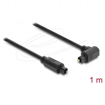 Delock TOSLINK optinen audiokaapeli 1m - 90° kulma suoraan - 4mm - musta