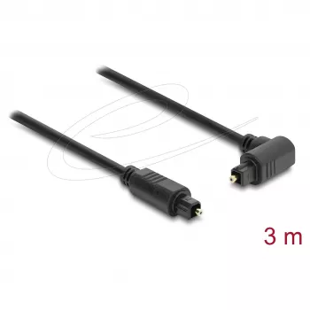 Delock TOSLINK optinen audiokaapeli, 90° kulma suoraan, 3 m, musta