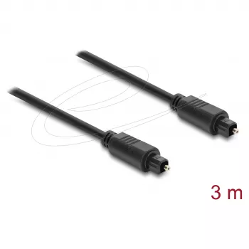 Delock TOSLINK optinen audiokaapeli, uros-uros, 3 m, 4 mm, musta