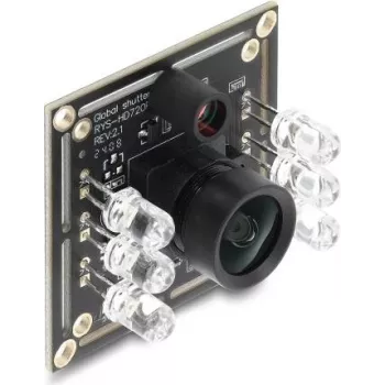 Delock USB 2.0 -kameramoduuli Global Shutter -sulkimella, musta/valkoinen, 0,92 MP, 65°, 6 IR-LEDiä, kiinteä tarkennus 96412