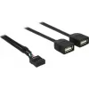 Delock USB 2.0 -pinniliitin 2 x Type-A-pistorasia -adapterikaapeli 40 cm 83823