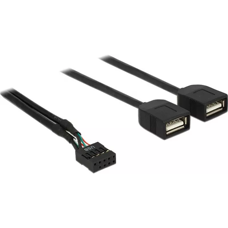 Delock USB 2.0 -pinniliitin 2 x Type-A-pistorasia -adapterikaapeli 40 cm 83823