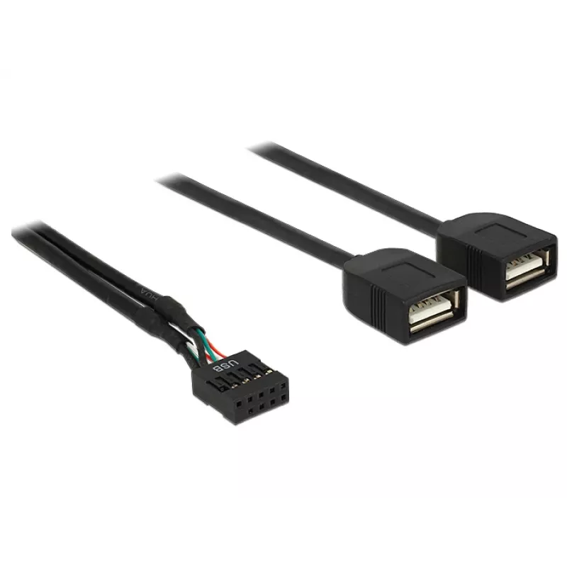 Delock USB 2.0 -pinniliitin 2 x Type-A-pistorasia -adapterikaapeli 40 cm 83823