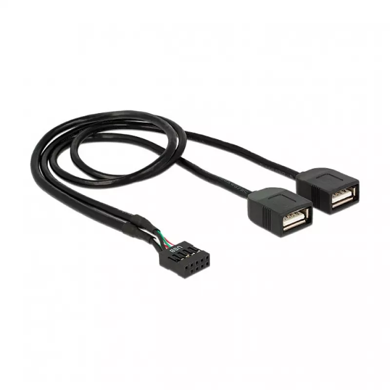 Delock USB 2.0 -pinniliitin 2 x Type-A-pistorasia -adapterikaapeli 40 cm 83823