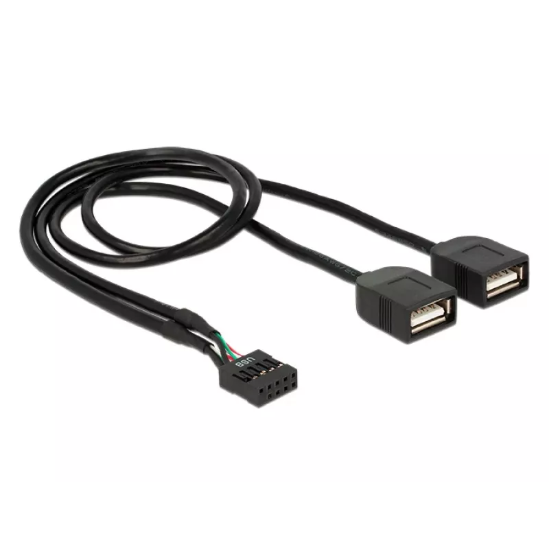 Delock USB 2.0 -pinniliitin 2 x Type-A-pistorasia -adapterikaapeli 40 cm 83823