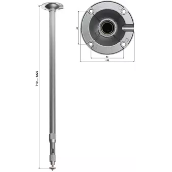 DELTA BR-60X120 teleskooppikattoteline CCTV-kameroille, 710–1220 mm, valkoinen