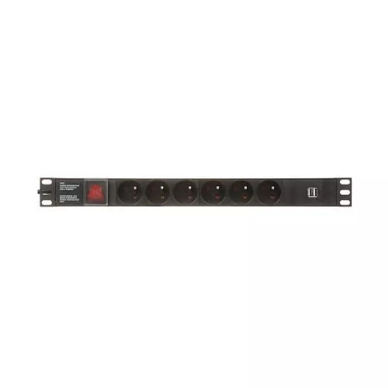 DELTA jatkojohto 6 Schuko-pistorasiaa PD-6/R-USB