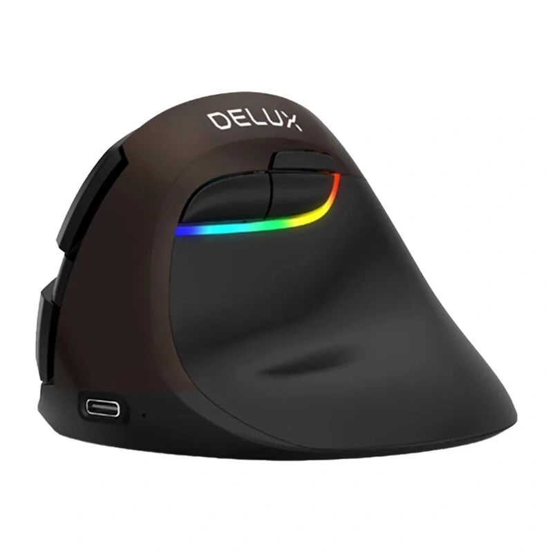 Delux M618 Mini Gold ergonominen hiiri - 2.4G / Bluetooth 5.0 / USB-C, 4000 DPI, oikeakätinen pystysuora