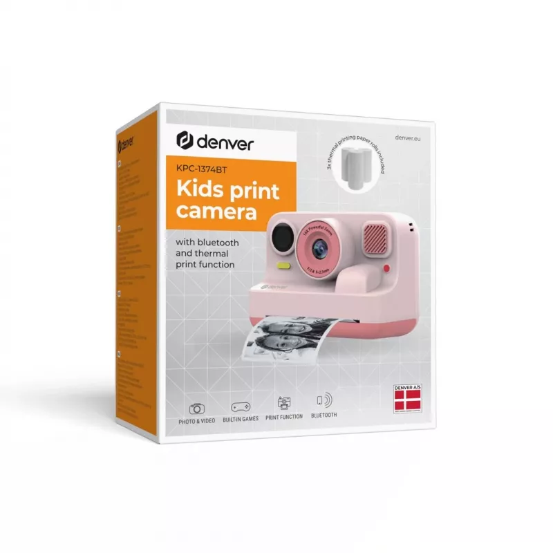Denver KPC-1374BTRO lasten digitaalikamera Bluetoothilla, pinkki