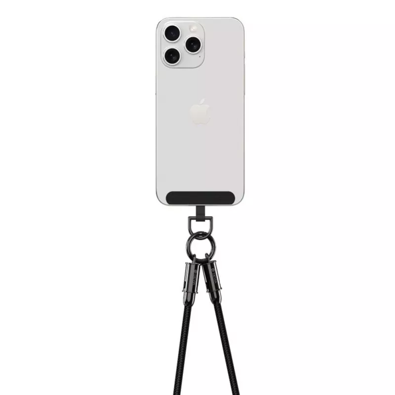 Devia 2-in-1 USB-C - Lightning -kaapeli kaulanauhalla 1,2 m 27W musta