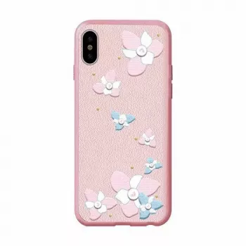 Devia Apple iPhone X Flower Embroidery -kotelo Lanya musta