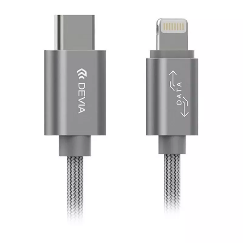 Devia Gracious USB-C–Lightning-kaapeli 1 m harmaa