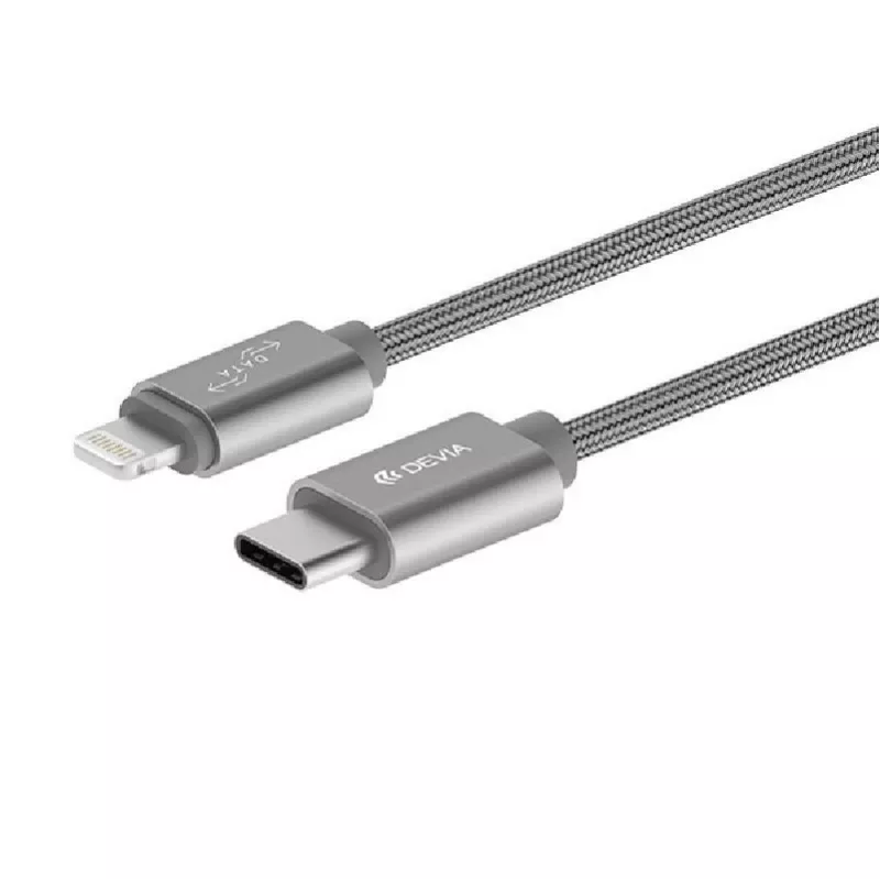 Devia Gracious USB-C–Lightning-kaapeli 1 m harmaa