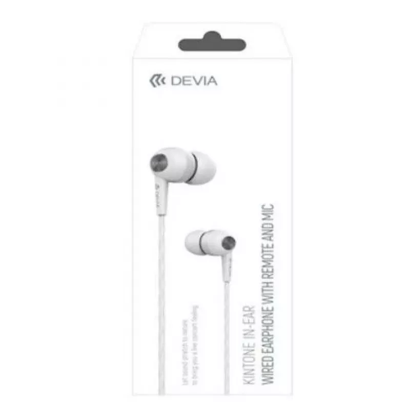 Devia Kintone johdolliset nappikuulokkeet 3,5 mm liittimellä, valkoinen