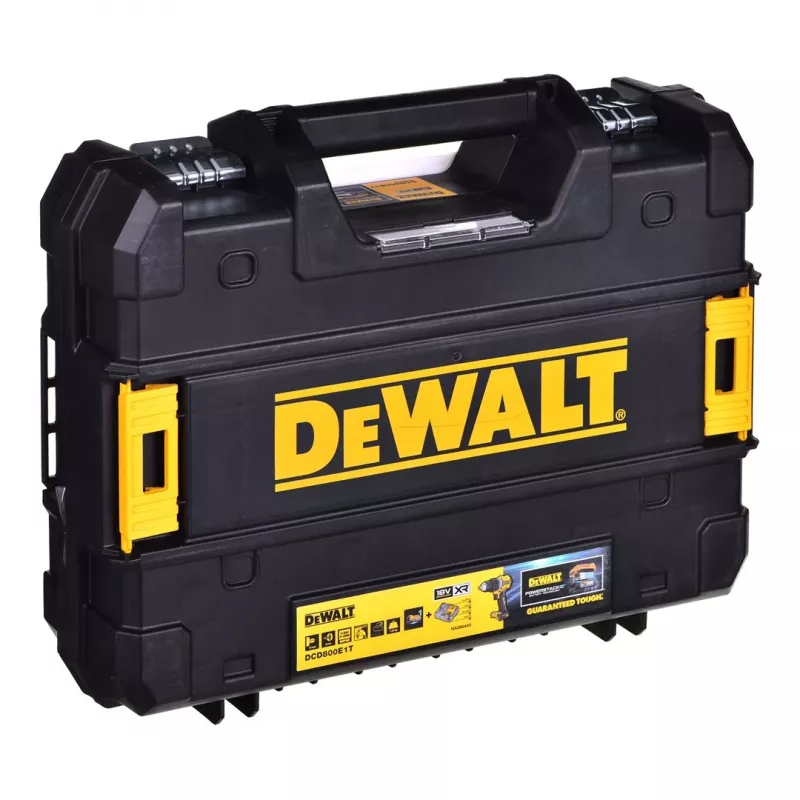 DEWALT 18V POWERSTACK Hiiliharjaton yhdistelmäporakone DCD800E1T 90Nm 1x1,7Ah TSTAK