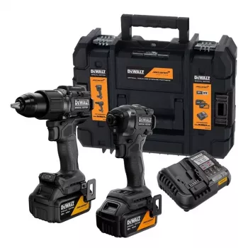 DEWALT DCK2222MM2T-QW 18V XR harjaton Twin Pack -yhdistelmäporakone & iskuruuvinväännin -sarja, 2x4.0Ah akut, laturi, TSTAK II laukku