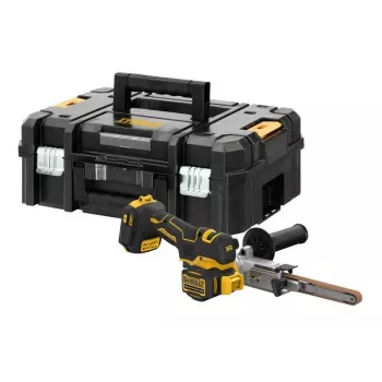 DEWALT DCM200NT-XJ 18V XR akku-nauhasliipuri, 75x457 mm, harjaton moottori, säädettävä nopeus, musta/keltainen