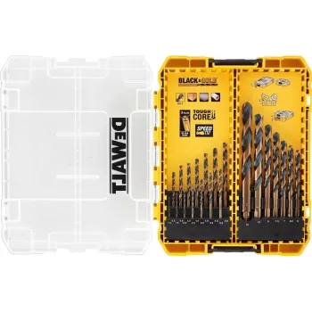 DEWALT DT70755-QZ HSS-G metalliporanteräsarja, 10-osainen, 1/4 tuuman kuusiokantavarsi, 135° kärkikulma, DIN 338, TSTAK Tough Case