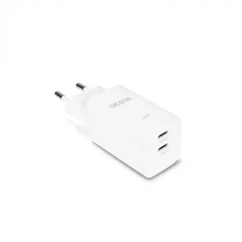 DICOTA 2-porttinen GaN seinälaturi 45W, Dual USB-C, valkoinen