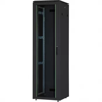 DIGITUS 42HE Unique verkkokaappi 600x600mm lasiovi musta