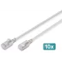 DIGITUS DK-1632-A-015S-10 CAT 6A F/FTP ohut kytkentäkaapeli, 1,5 m, RJ-45, LSZH, kupari, 10 Gbps, 10 kpl:n pakkaus, harmaa