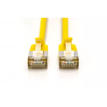 Digitus CAT 6A F/FTP Slim-verkkokaapeli, 5 m, keltainen, 10 kpl:n pakkaus, LSZH, 10GBase-T, 500 MHz, Snagless