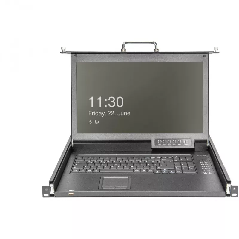 DIGITUS Modular Console 17 inch HD LCD, 8-Port CAT5 KVM, saksalainen näppäimistö