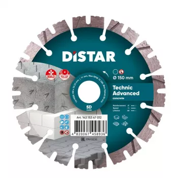 DISTAR TECHNIC ADVANCED timanttilaikka 150 mm x 22,23 mm segmentoitu, laserhitsattu, betonille ja kivelle