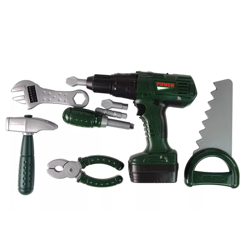 DIY-sarja järjestelijä paristokäyttöinen ruuvimeisseli vihreä 13473 Lean Toys