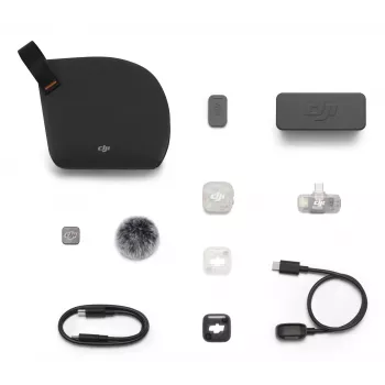 DJI Mic Mini 2S langaton mikrofonijärjestelmä (1 lähetin + 1 mobiilivastaanotin + latauskotelo)